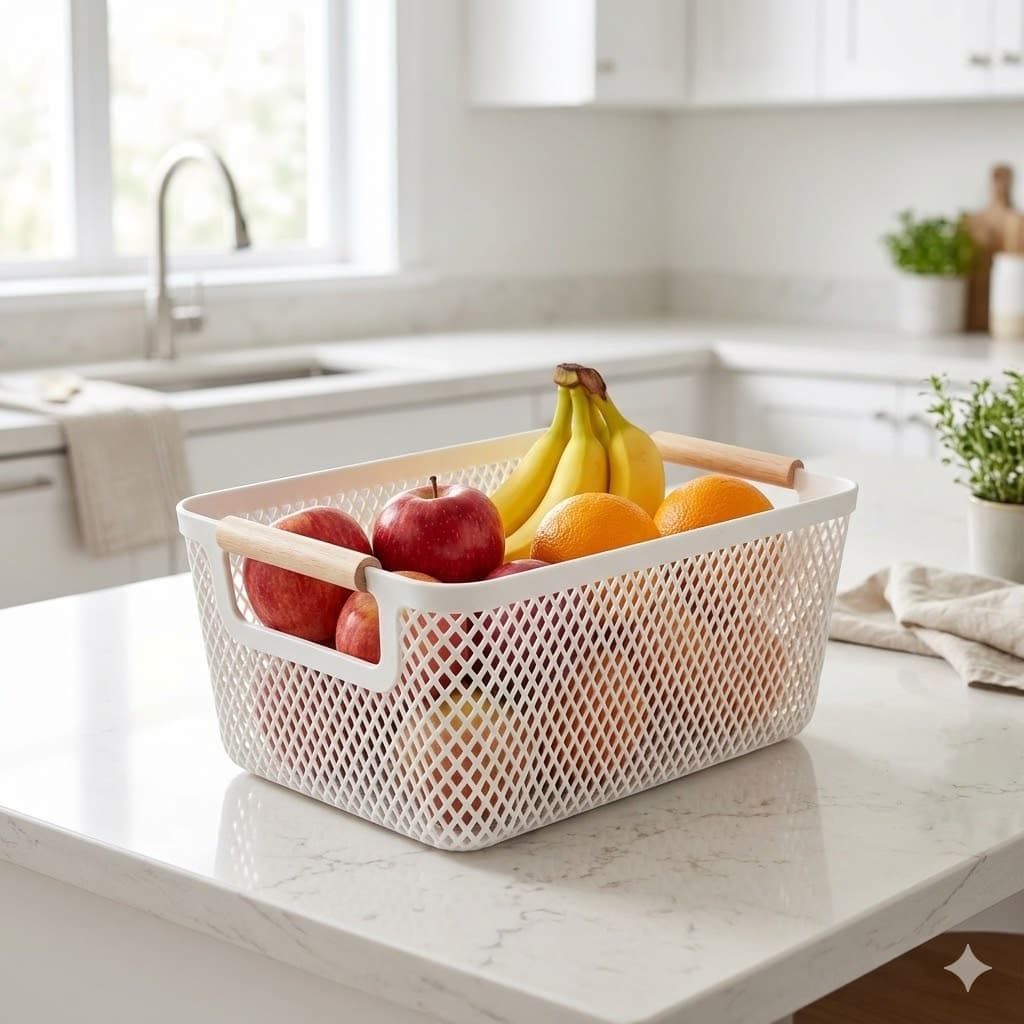 Cesta Branca Organizadora Multiuso – Organizador para Banheiro, Cozinha, Lavanderia, Brinquedos e Quarto
