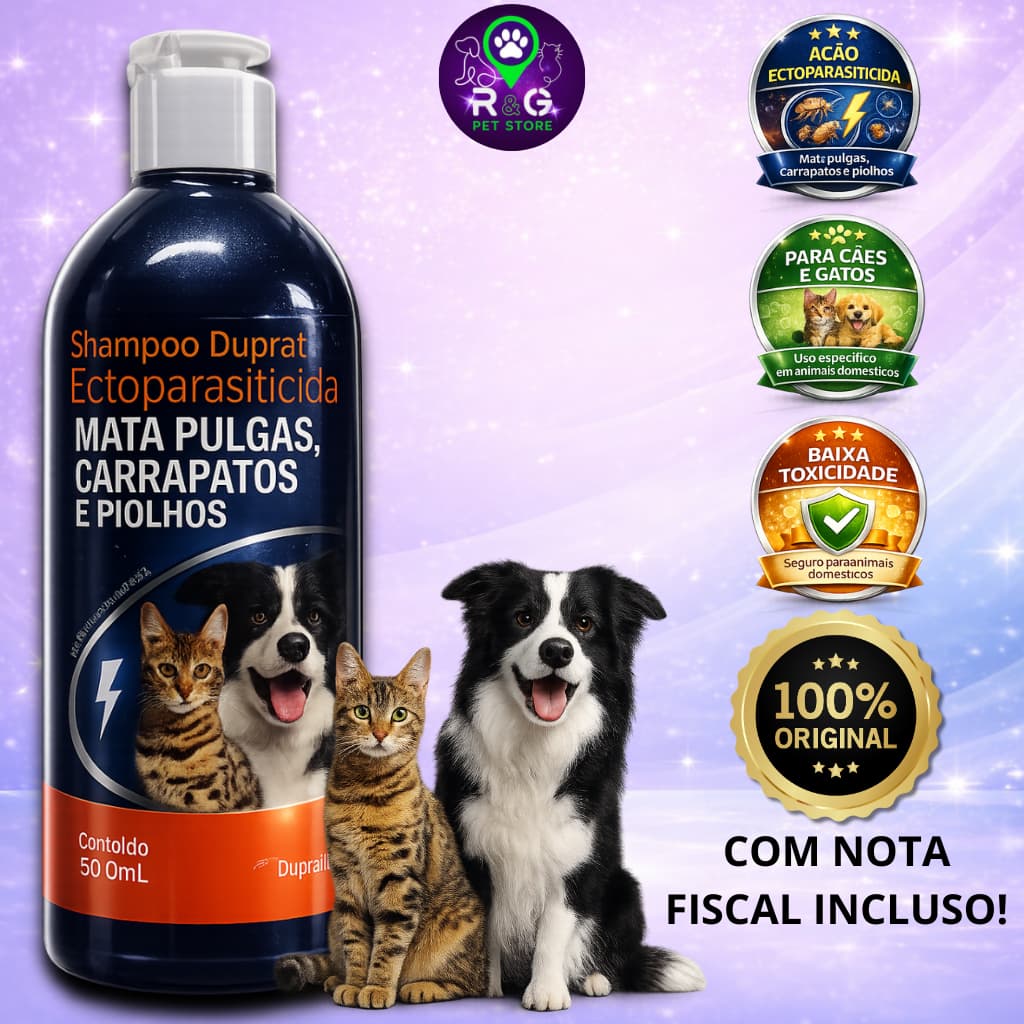 Shampoo Duprat Ant-Pulgas, Carrapatos e Piolhos Pet Clean 500 ML Perfeito para a saúde do seu Pet - ENVIO IMEDIATO -