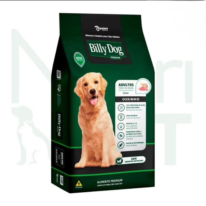 Ração Para Cachorro Billy Dog Adultos Ossinhos Carne 15kg