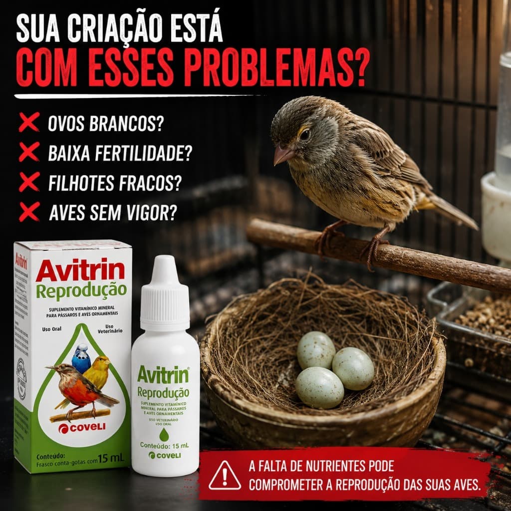Avitrin Reprodução Aves Vitamina E Selênio 15ml - Suplemento para Fertilidade e Postura