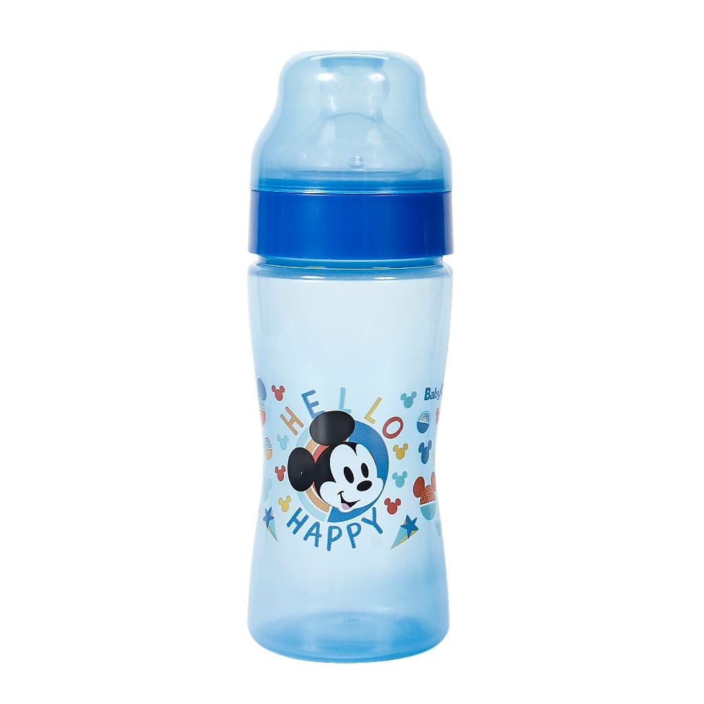 Mamadeira Wide Neck Bico Macio 270ml Azul Mickey - Azul
