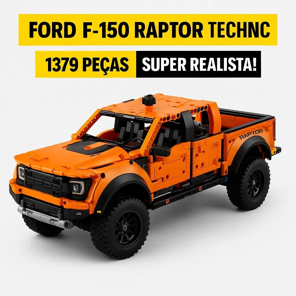 Conjunto de Blocos de Montar da Ford F-150 Raptor Com 1379 Peças Off Road Pickup Truck Esportivo, carro de corrida, lego
