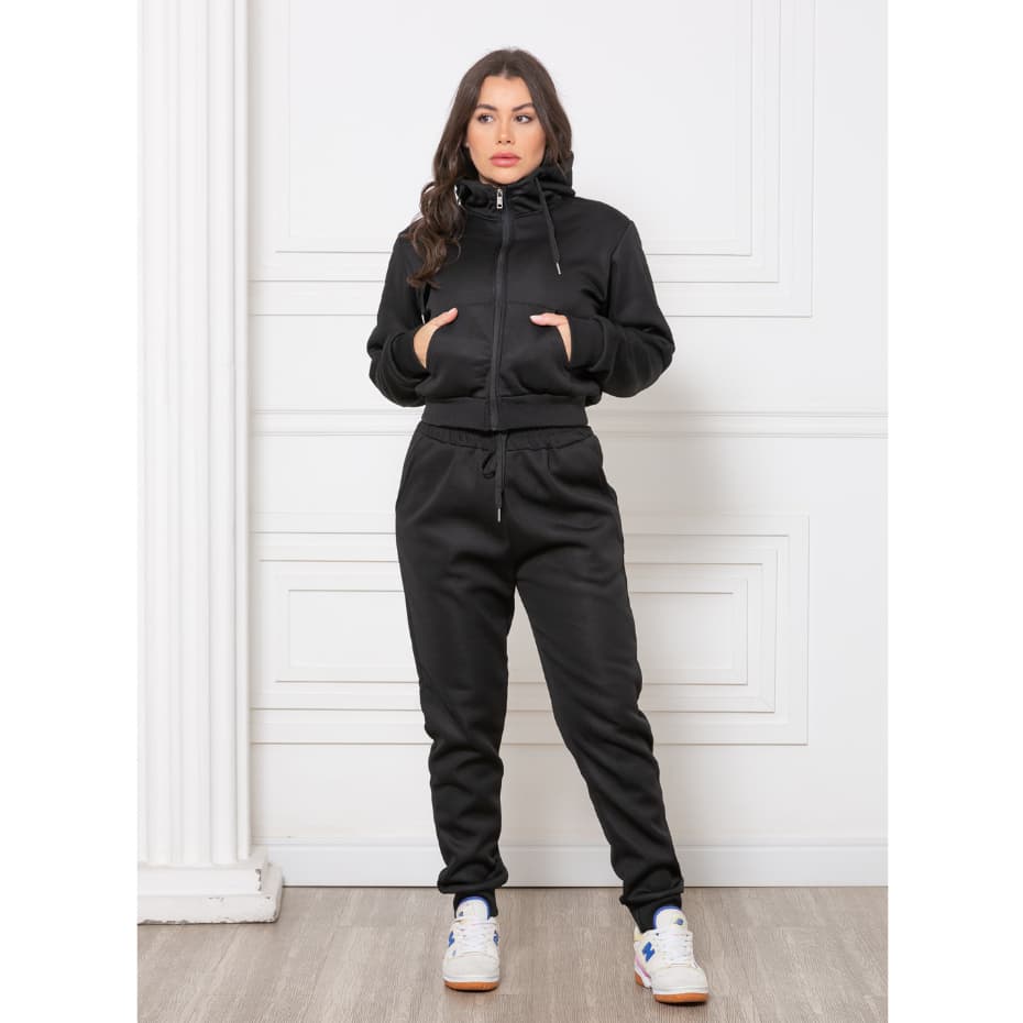 Conjunto Inverno  Moletom Feminino Texturizado Com Capuz e Calça Jogger - Conforto Premium vestuário confortável