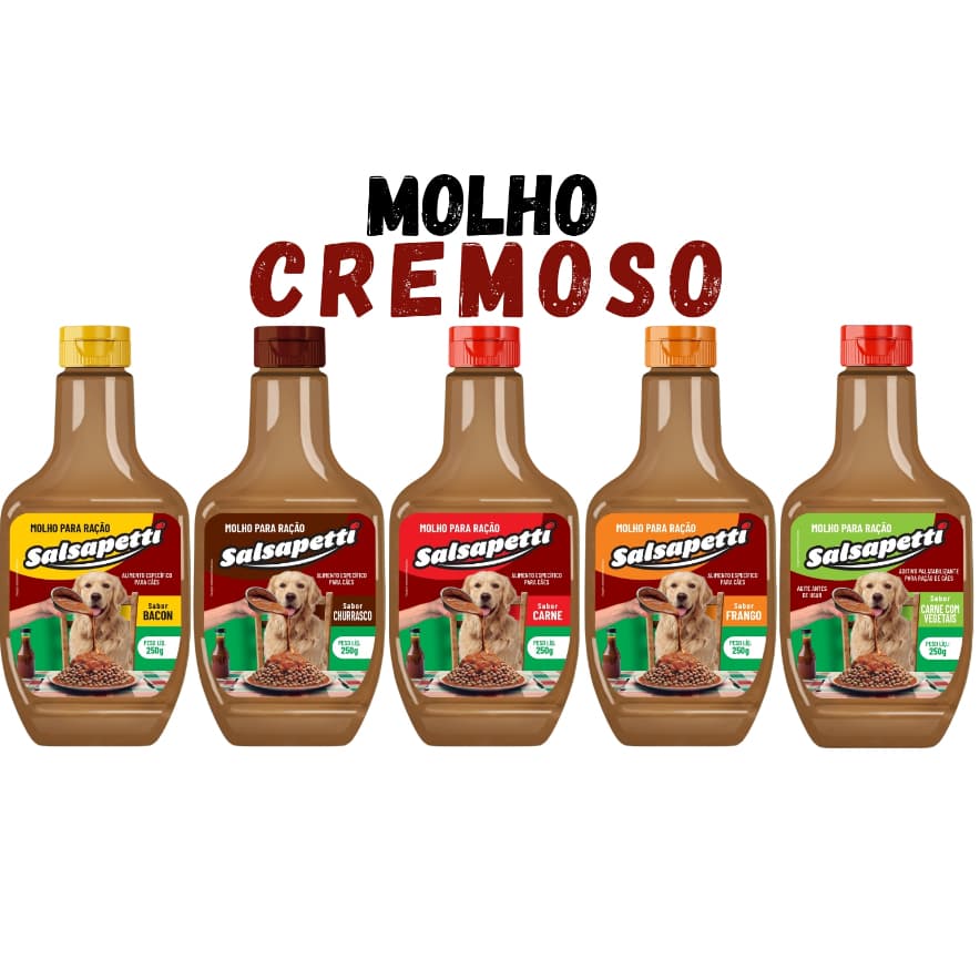 Kit 5 Unidades de Molho Especial Para Ração Para Pet Cachorro 250g salssapeti Vários Sabores
