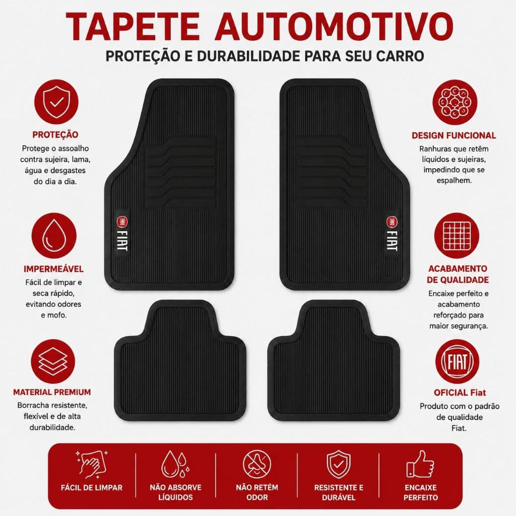 kit Tapete Para Carro Automotivo Bordado Personalizado 4 Peças