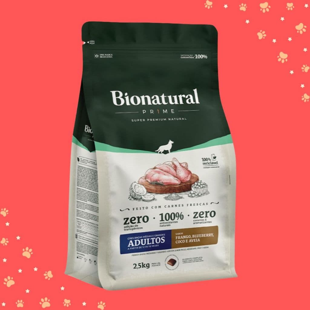 Ração Para Cachorros Adultos Médios e Grandes Frango 2,5kg - Bionatural