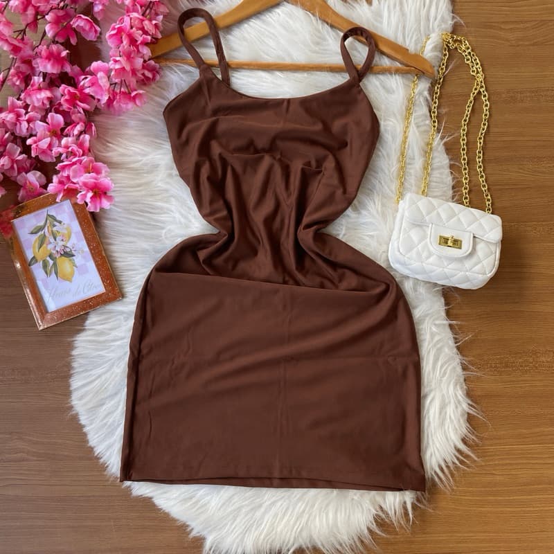 Vestido Feminino Tubinho de Alça Feminino Slim Vestido Básico estampados e lisos coladinho