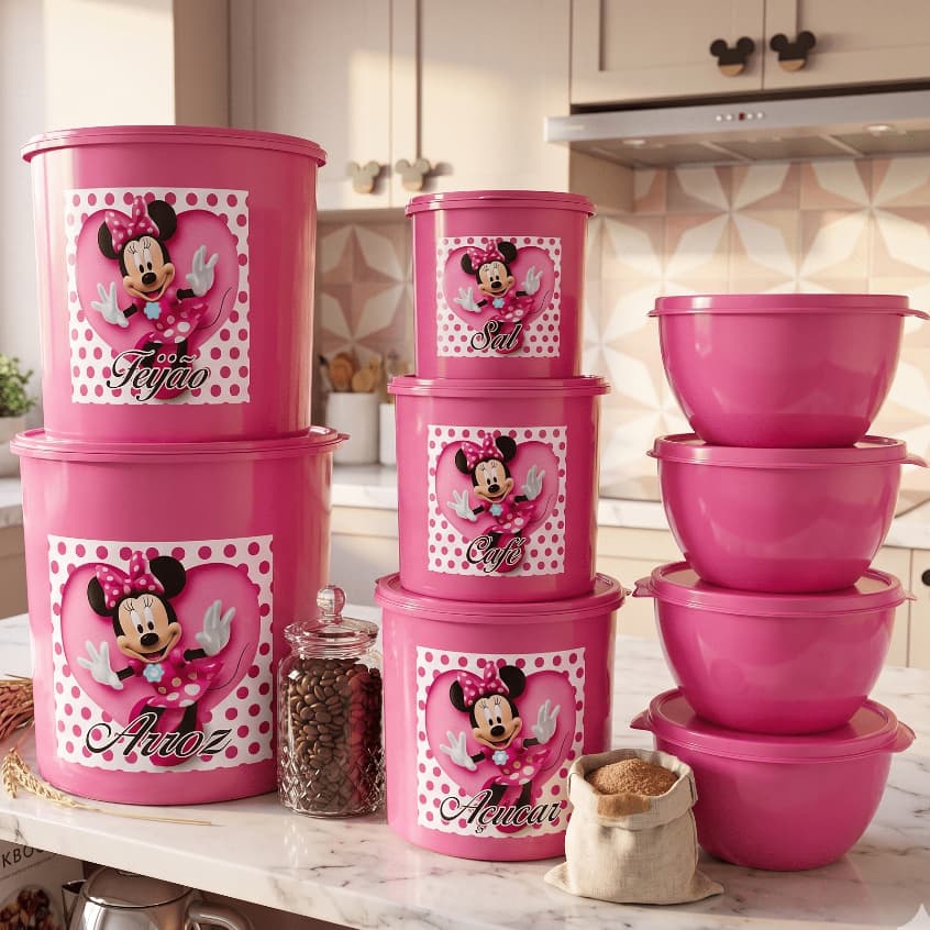 Kit 5 Porta Mantimentos Cozinha + 4 Potes de Plástico 700ml Multiuso