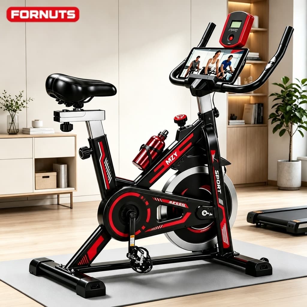 FORNUTS Bicicleta Ergométrica Até 150kg Inércia 15kg Ajustável Alto Silenciosa Bike Spinning Para Fitness