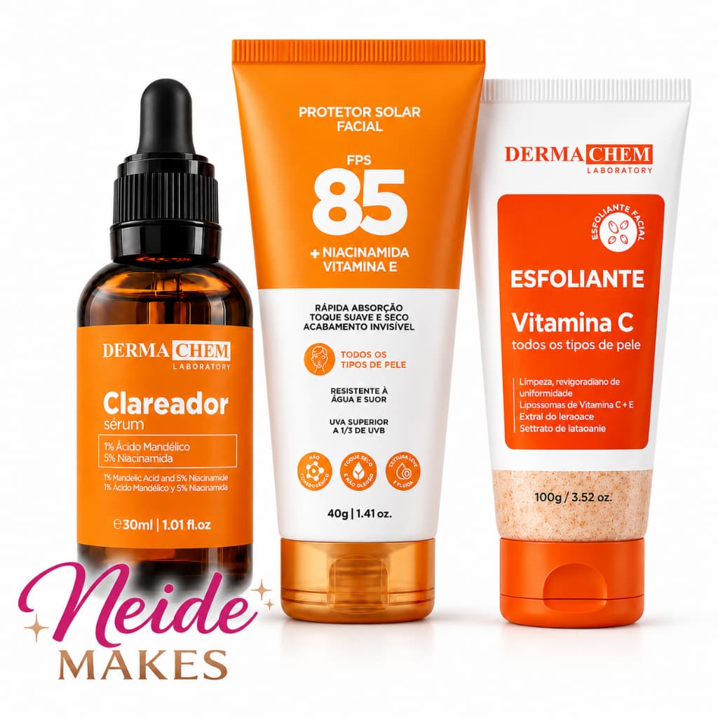 Skin Care Esfoliante Vitamina C Anti-idade + Clareador + Protetor fps 85 Dermachem