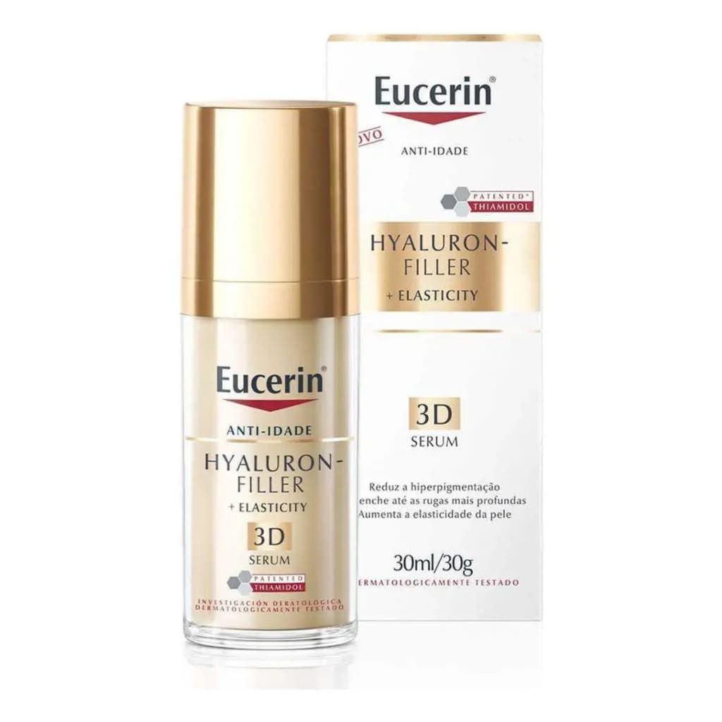 EUCERIN 3D Sérum Facial Anti-idade Firmador 30ml, Elasticity, Pele Madura, Hyaluron-Filler, Ácido Hialurônico, Antirruga