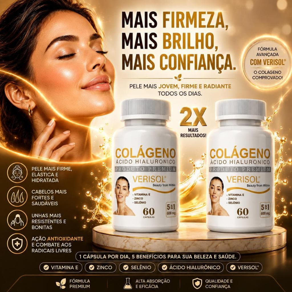 Kit 2 Colágeno Hidrolisado Verisol Premium Original com Vitamina E - 120 Cápsulas - Arkad Suplementos - Envio Rápido
