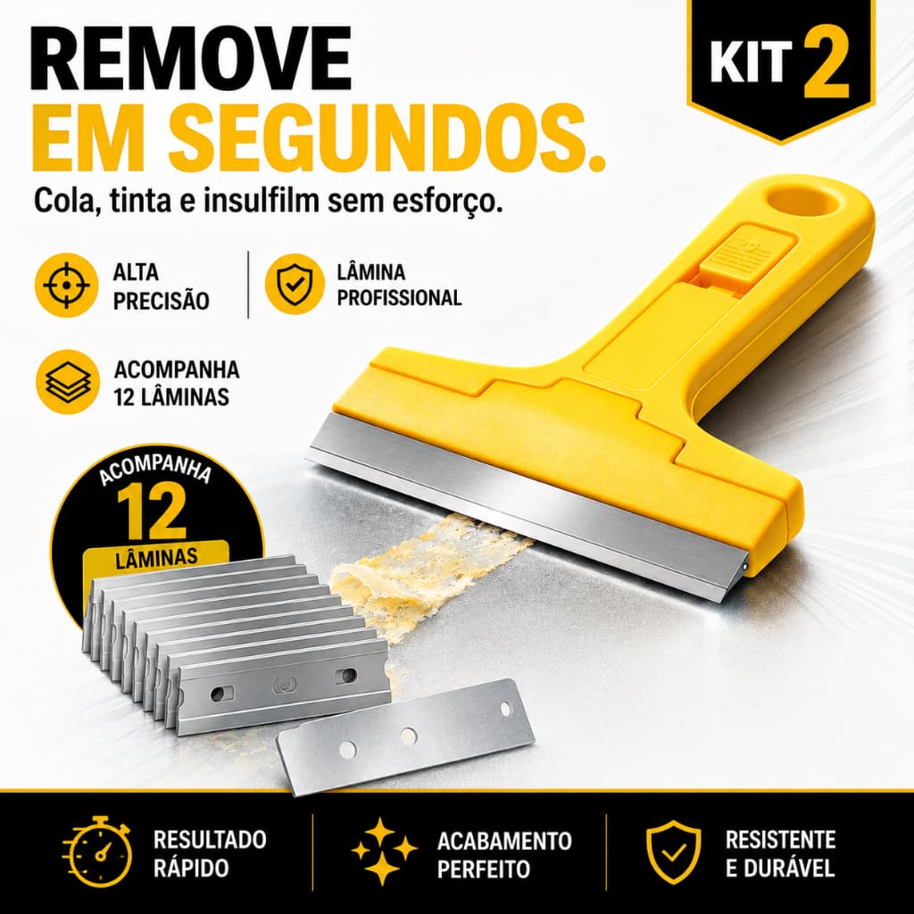 KIt 2 Estilete Profissional Raspador Multiuso Para Limpar Box Com 6-18 Lâminas Vidro Piso Cerâmica Azulejo