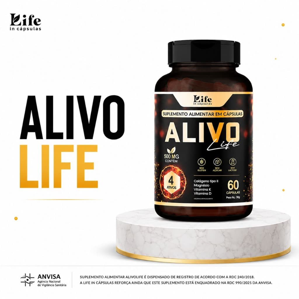 1 Un de Alivo Life 60 Cápsulas - Colágeno Tipo 2 Magnésio Vitamina K Vitamina D. Envio Rápido