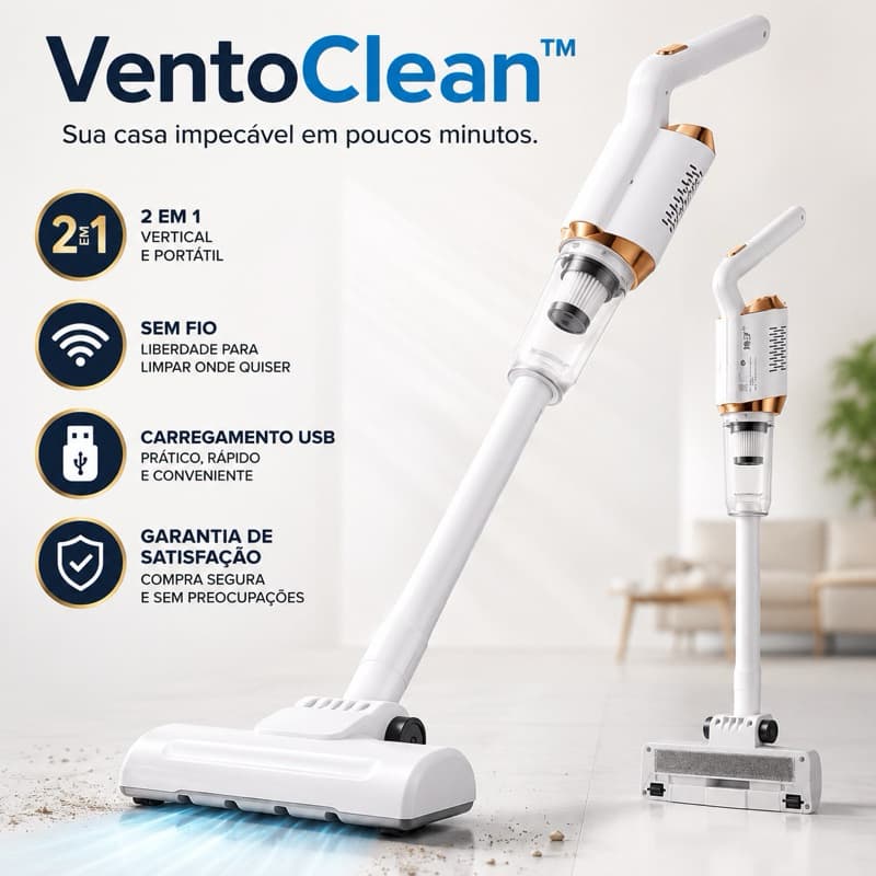 Aspirador de Pó Sem Fio 2 em 1 Vertical Portátil USB