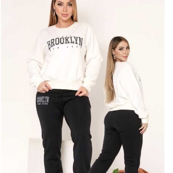 conjunto moletom feminino Brooklyn gola careca