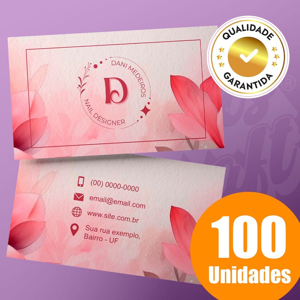 Cartão de Visita 9x5cm l 50 ou 100 unidades de cartões de visita | Acabamento em brilho
