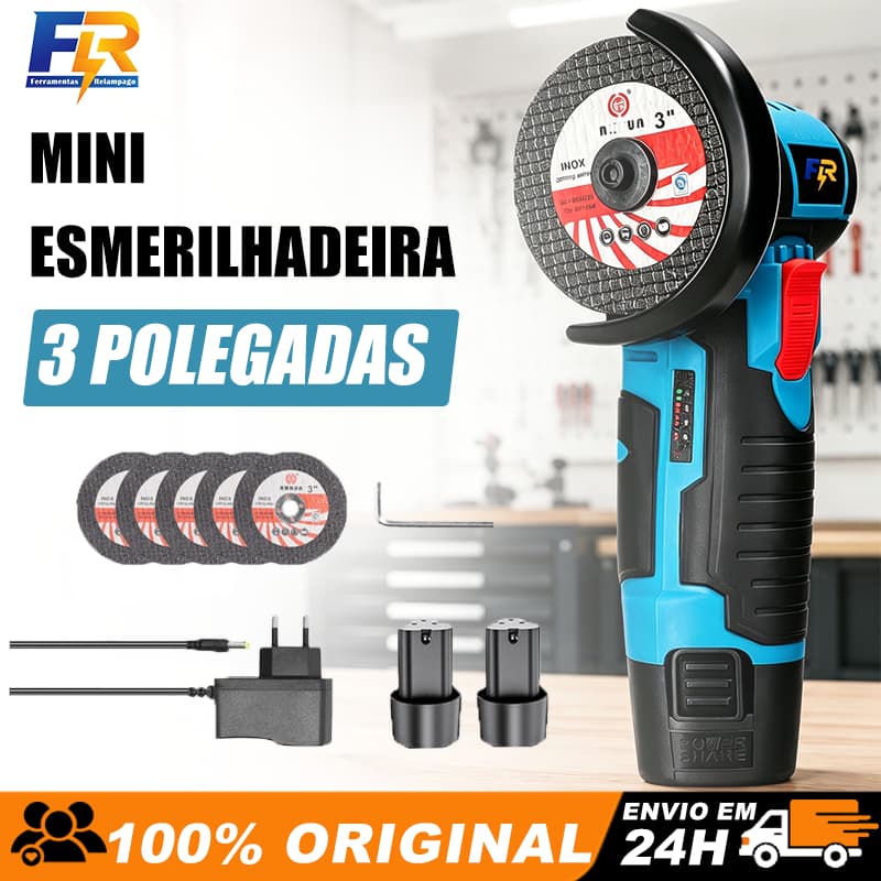 Mini Esmerilhadeira Angular Sem Fio 12V Com 2 Baterias E 5 Discos Para Reparos E Reformas