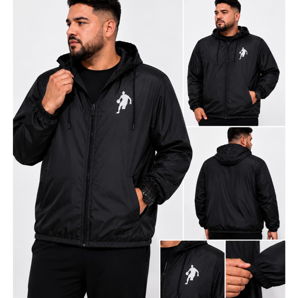 Corta Vento Windbreaker Dibre Jaqueta Com Capuz Plus Size G1 A G10 Treino Basquete