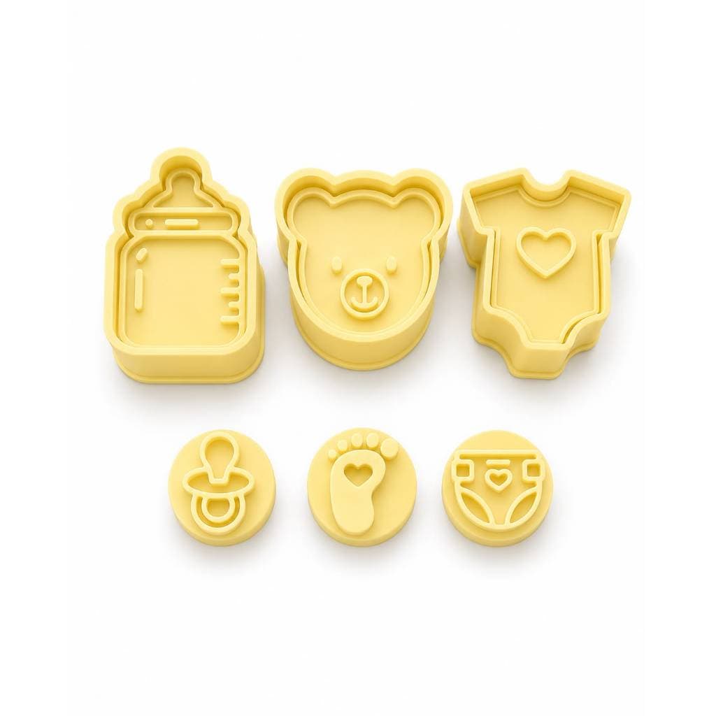 Kit Ejetor + Carimbo de Brigadeiro Tema Bebê | Ursinho Body Mamadeira Chá de Bebê Confeitaria 3D