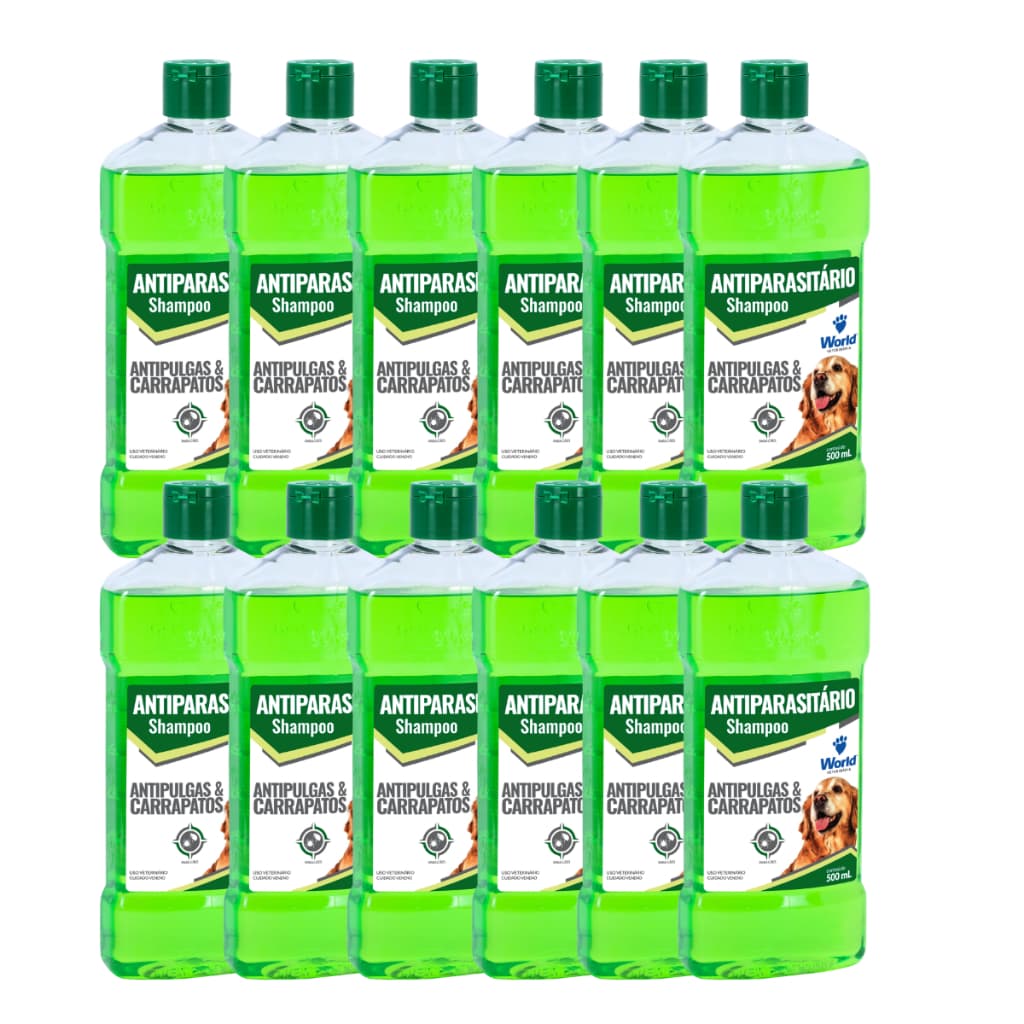 Shampoo Antiparasitário World Veterinária Dug's 500ml para Cães 6/8/12 Unidades Antipulgas