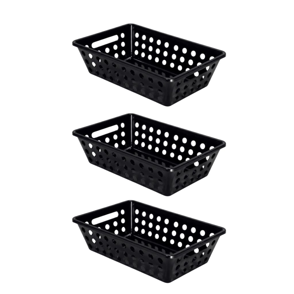 Kit 3 Cestos Organizadores Preto Médio Multiuso Armário Banheiro Cozinha Lavanderia Organização Econômico