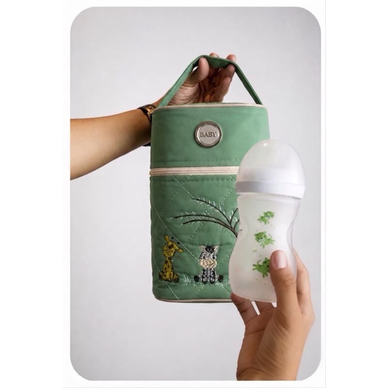 Porta Mamadeira Térmica para Bebê com Alça! Estampa Bordada (feminino e masculino)