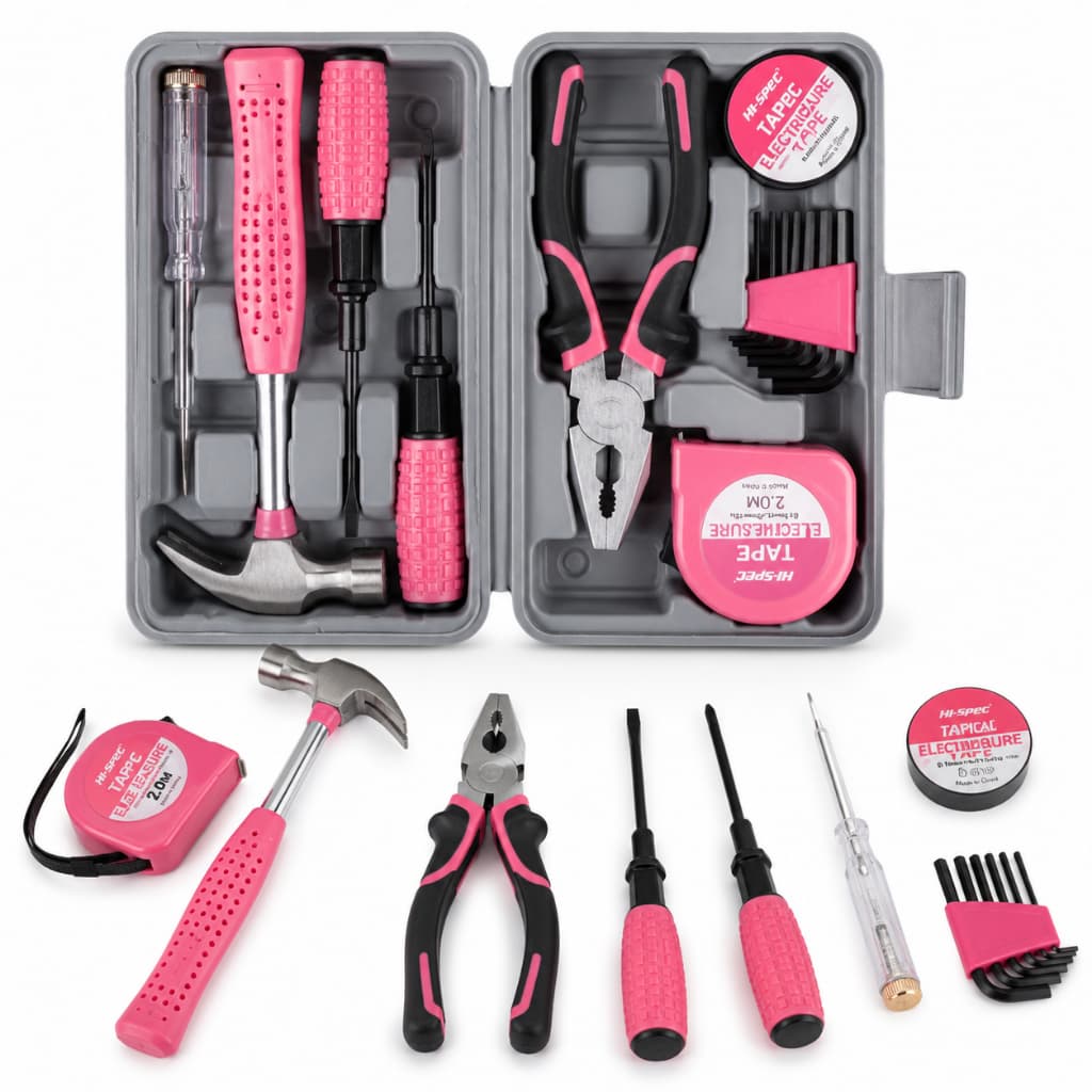 Kit Ferramentas Feminino Rosa 13 Peças Completo com Maleta para Casa Presente Mulher