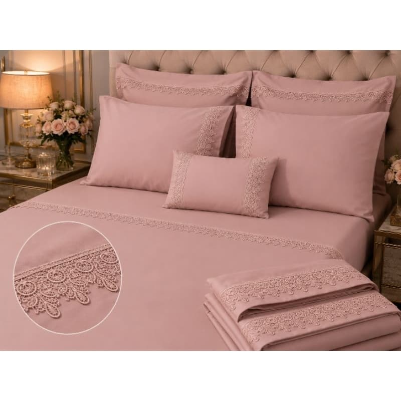 Jogo de Lençol Gripir Luxo 6 Peças com Renda Premium | Toque Macio | Cama Casal, Queen ou King | Hotel Luxo