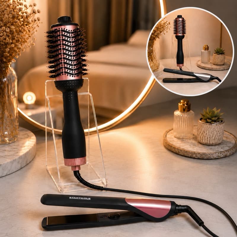 Escova Secadora Rosa e Preta E/OU Chapinha Cor Sortida Prancha Piastra Alisa Modela Cabelo Antifrizz Bivolt Profissional