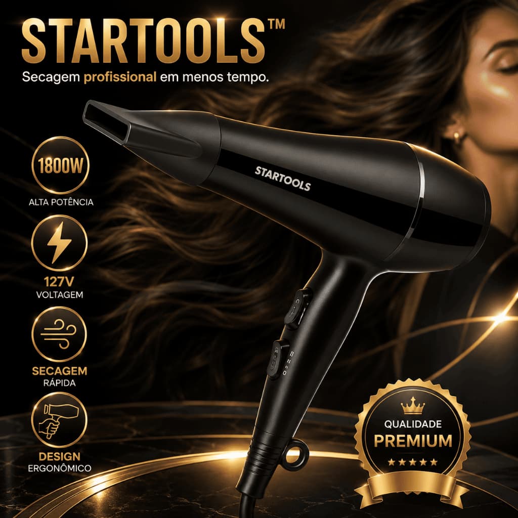 Secador de Cabelo Profissional 1800W 127V Alta Potência Secagem Rápida STARTOOLS