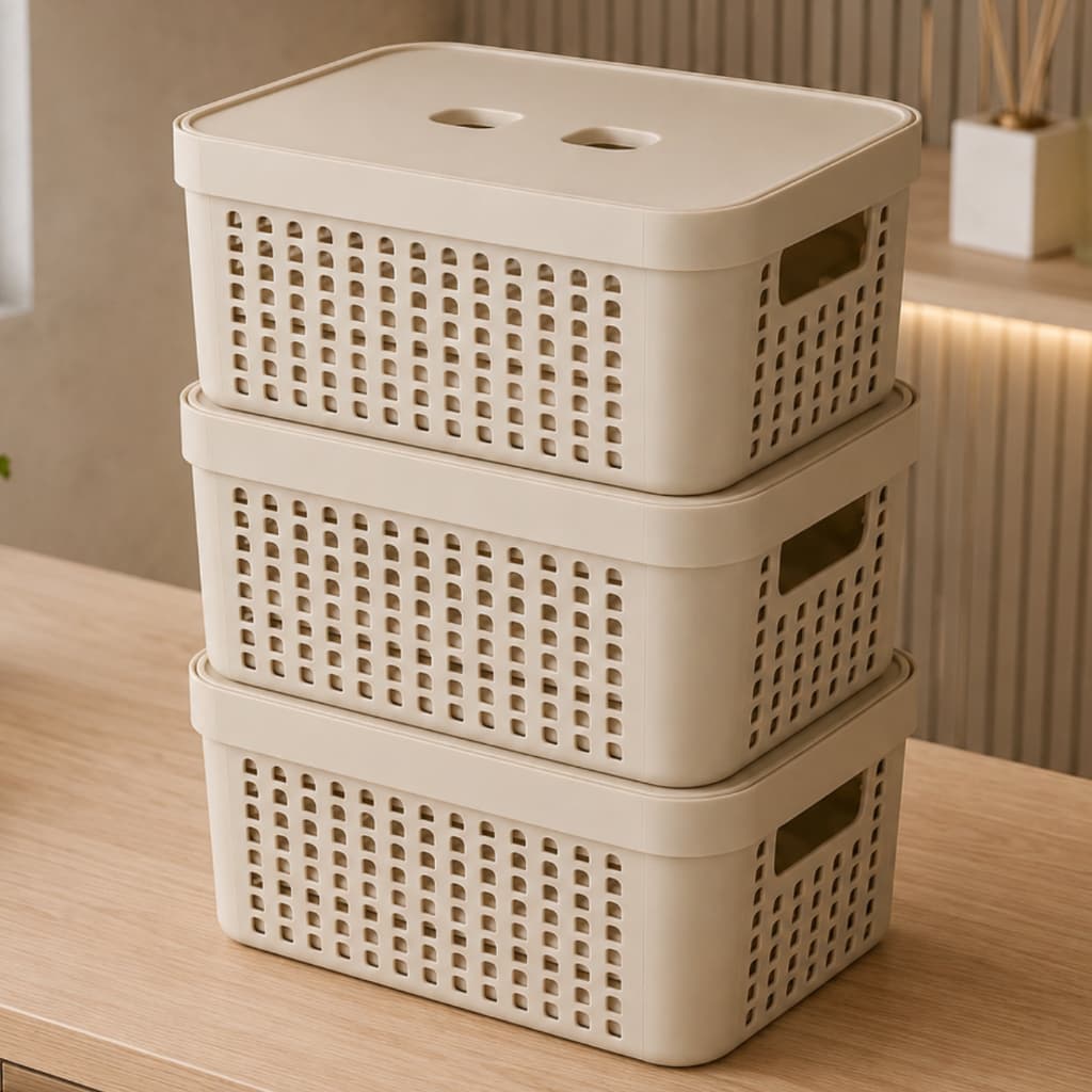 Kit 3 Caixas Organizadoras 2 Litros Multiuso Plástico Resistente Organização Cozinha Banheiro