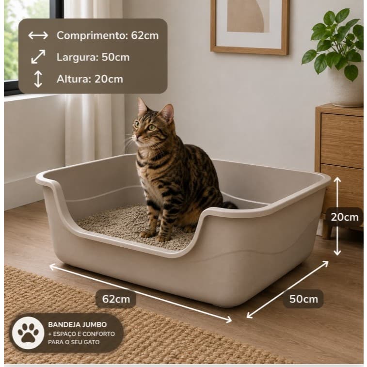 Caixa de Areia para Gatos Gigante Jumbox Bandeja Sanitaria Pet Injet - A maior do Mercado