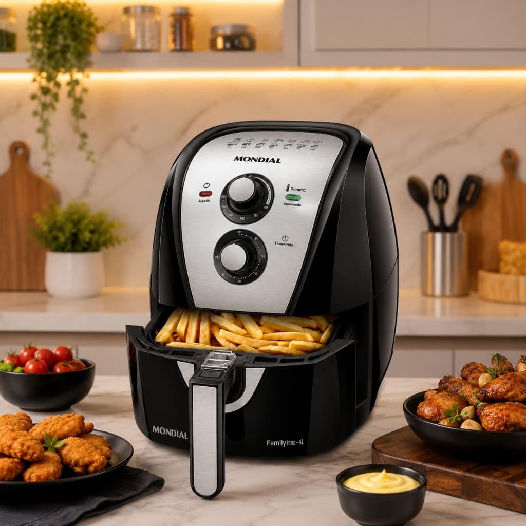 Fritadeira Sem Óleo Air Fryer Mondial Family 4l Afn-40-bi Preto/inox 220v