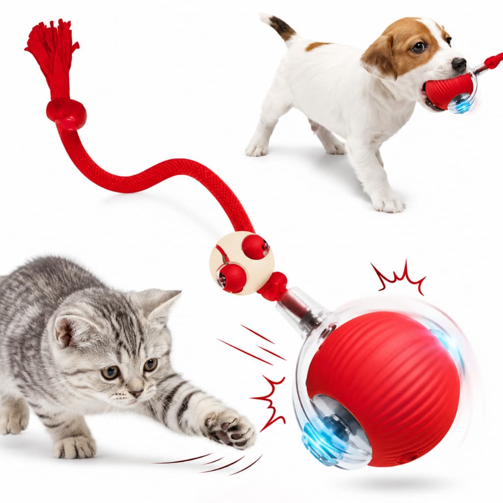 Bola Elétrica Interativa Recarregavel USB para Cães e Gatos Brinquedo Pet