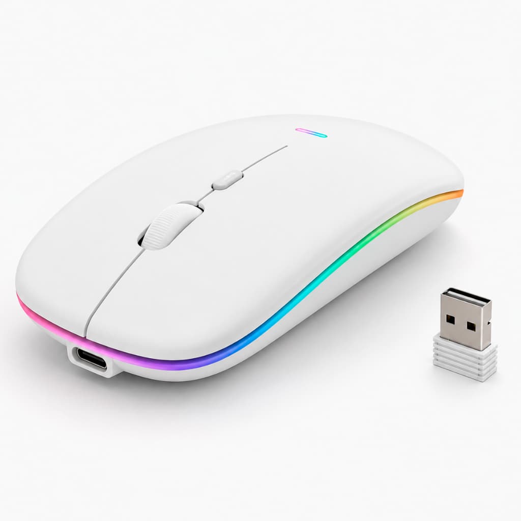 Mouse Sem Fio Recarregável Bluetooth E-1300 Pro Branco