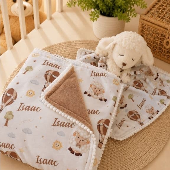 Kit Manta e Naninha Enxoval De Bebê Personalizado com Nome