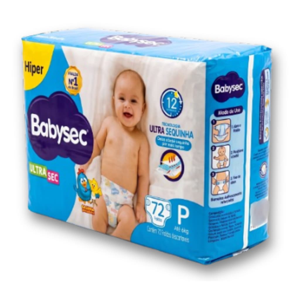 Fralda Descartavel Babysec Hiper Galinha Pintadinha - Tam P - 72 Unidades