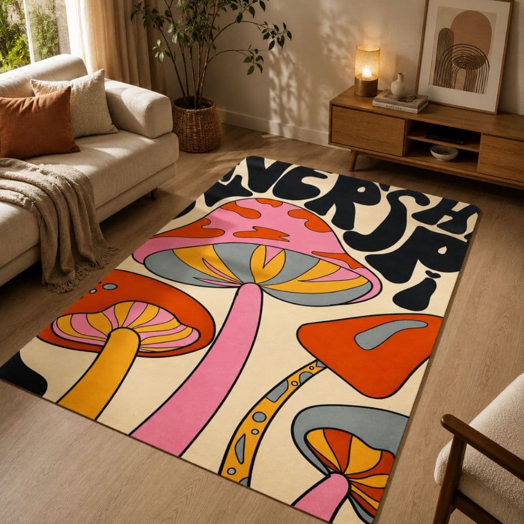 Tapete Sala Decorativo Aestetic 118x70cm Antiderrapante Quarto e Escritório