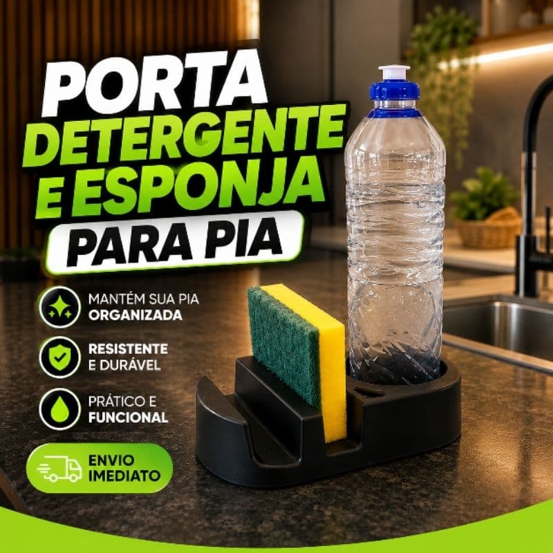 Organizador de Pia 2 em 1 Porta Esponja e Detergente Escorredor Suporte Multiuso Cozinha