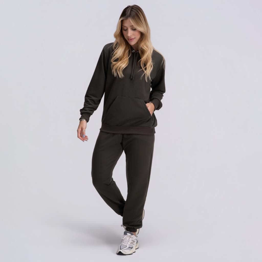 Conjunto Feminino Calça Jogger e Moletom Canguru Confortável
