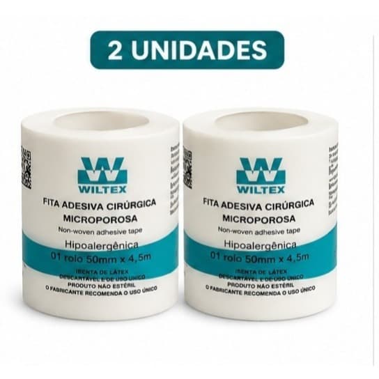 Kit 2 Fita Microporosa Cirúrgica Branca 5cm X 4,5m - Wiltex