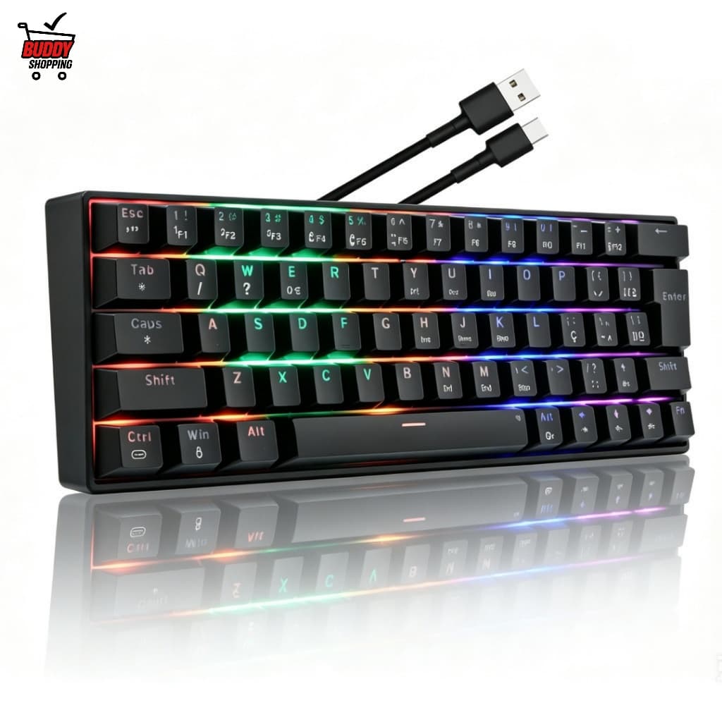 Teclado Mecanico Gamer Knup KP-TE152 63 Teclas ABNT2 Switch Blue RGB PC