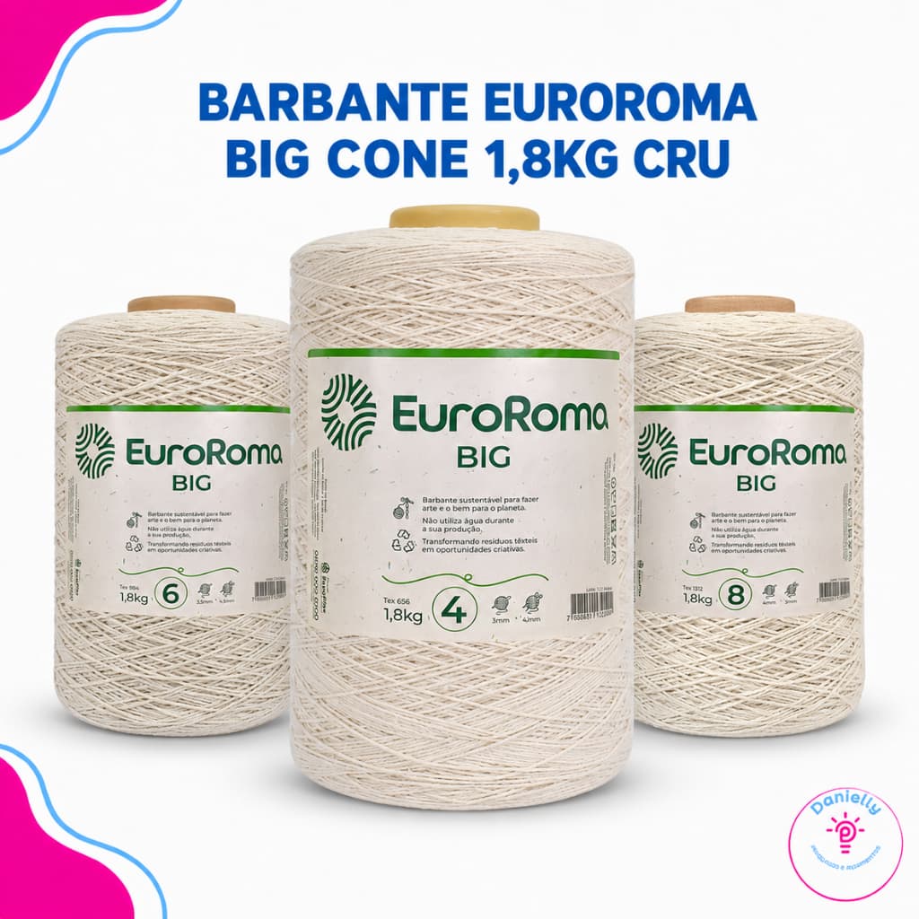 Barbante EuroRoma Big Cone 1,8kg Cru – Para Crochê e Artesanato