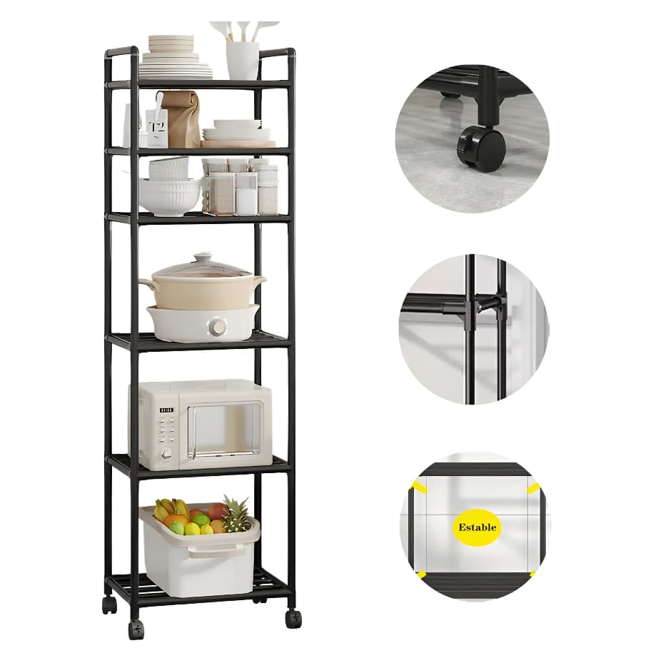 Estante 1,70cm Rack Multiuso 6 Camadas Prateleira Armazenamento Móvel Organizadora Banheiro Cozinha
