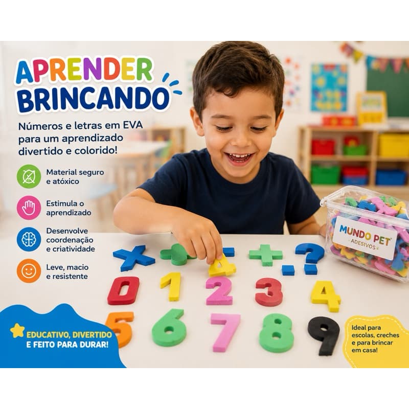 Kit 78 Números e Sinais Brinquedo Educativo Infantil - Brinquedo Pedagógico (0 a 9+ Sinais)