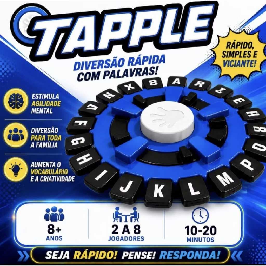 Jogo Tabuleiro Tapple Stop Trava Letras Com  Temporizador Versão Português Jogo Para Toda Familia Jogo Stop