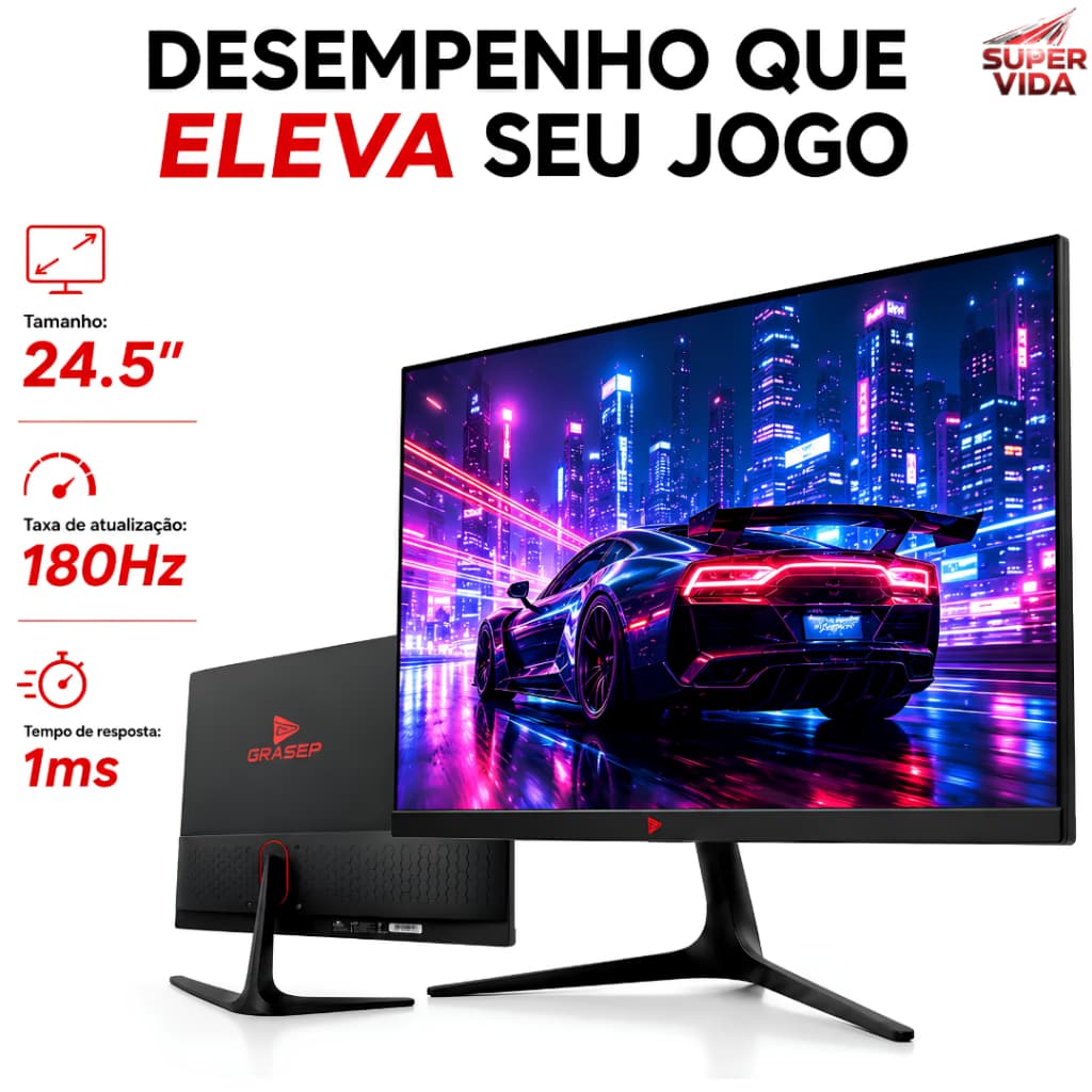 Monitor Gamer 24,5 Polegadas Full HD 1920×1080 VA / TN 100Hz /180Hz 1ms HDMI VGA