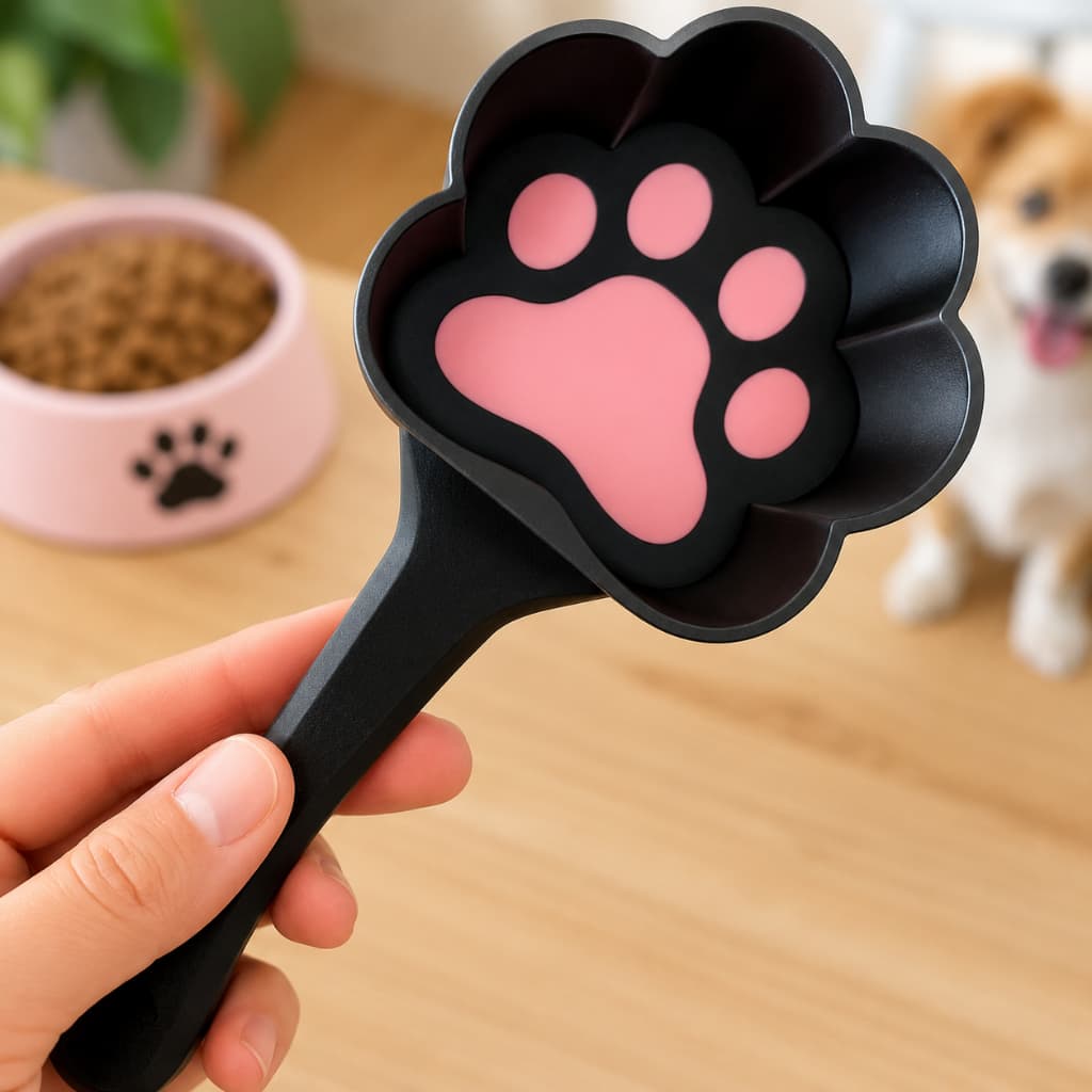 Colher Dosadora para Ração Pet | Pá Medidora para Cachorros e Gatos | Formato de Patinha