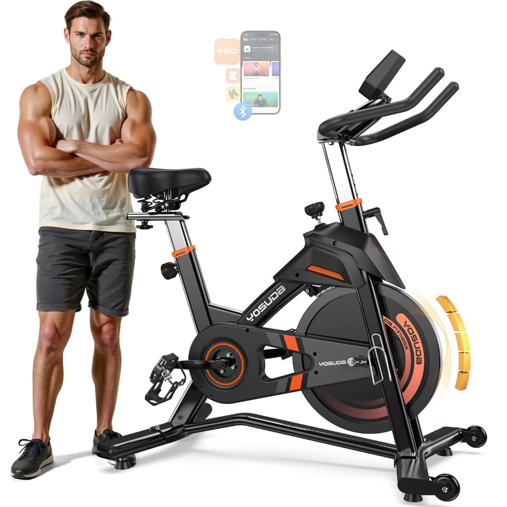 FED Bicicleta Ergométrica Profissional 180KG Volante 23KG Magnética Bluetooth APP 100 Níveis Silenciosa